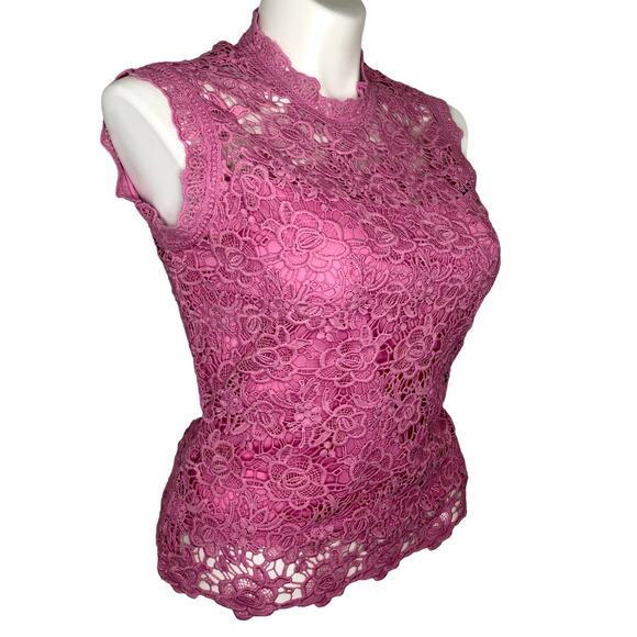 Nanette Nanette Lepore Chateau Rose Lace Tank Top - Size Medium - Picture 4 of 12